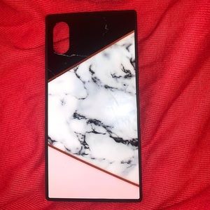 Black White Marble Square Geometric Case iPhone XS